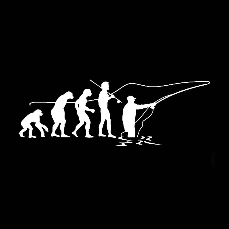 16.5cm*5.7cm Evolution OF FLY FISHING  Vinyl  Decor Decals Car Sticker Black Silver C11-0190