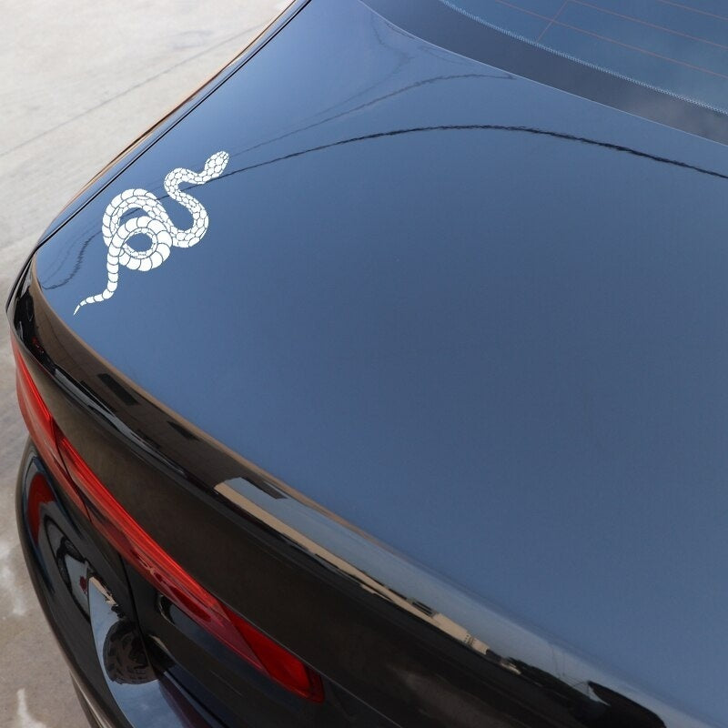 Hot 6.7CM*16.3CM Horror Snake Bumper Creative Decoration Car Sticker Vinyl Decal Black/Silver C4-1538