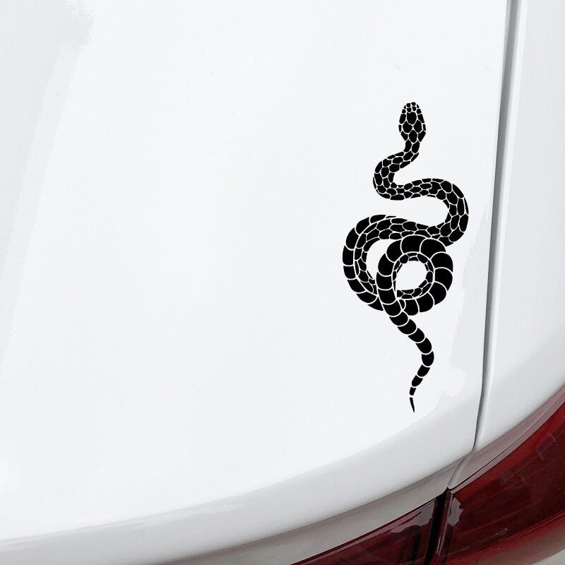Hot 6.7CM*16.3CM Horror Snake Bumper Creative Decoration Car Sticker Vinyl Decal Black/Silver C4-1538