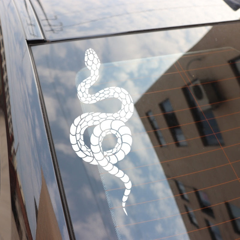 Hot 6.7CM*16.3CM Horror Snake Bumper Creative Decoration Car Sticker Vinyl Decal Black/Silver C4-1538