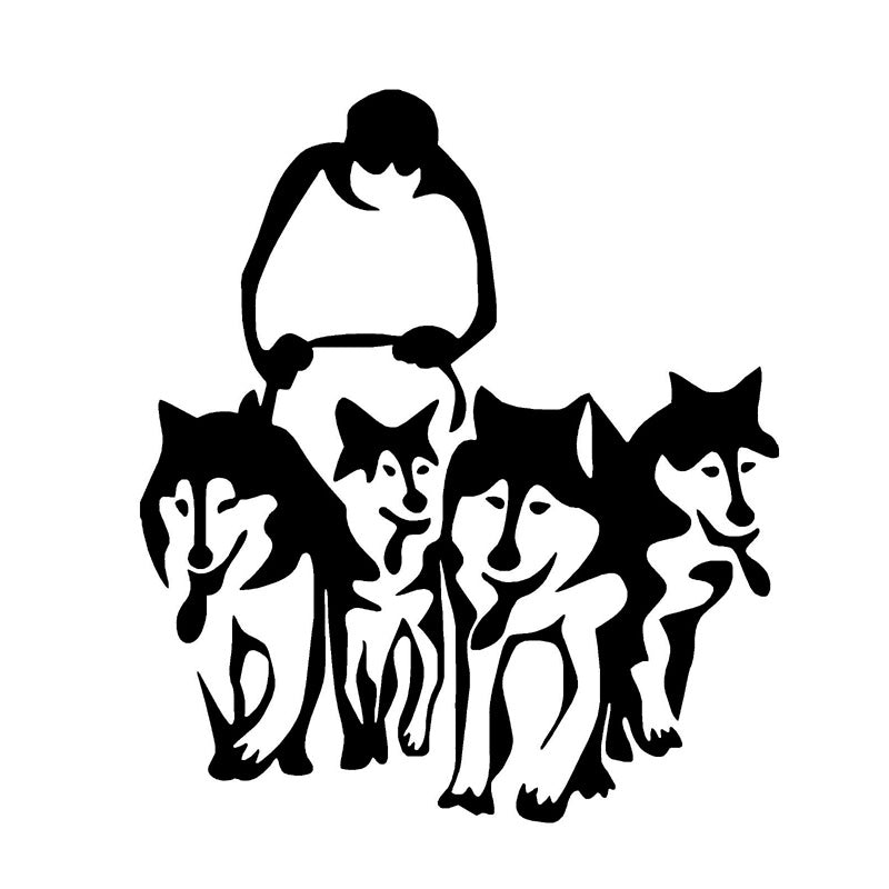 11.3CM*13CM HUSKY DOG HUSKIES AND SLED SLEDGE Vinyl Car Art Sticker Decal Black/Silver C10-00296