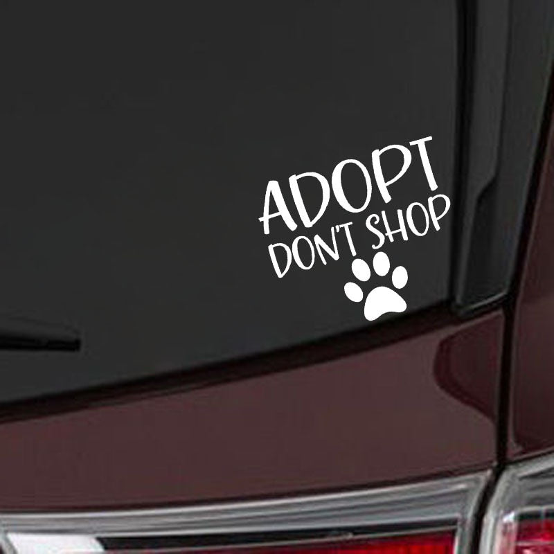 Fashion 14.7CM*12.7CM ADOPT DON'T SHOP Rescue Dog  Pet Love Paw Print Puppy Vinyl Car Decal Stiker Black/Silver C10-00404