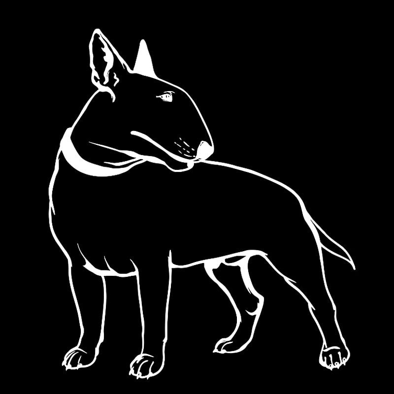 17CM*19.2CM Decal Bullterrier Dog Pet Animal Feet Tail Guard  Vinyl Car Stickers Black/Silver C10-00260
