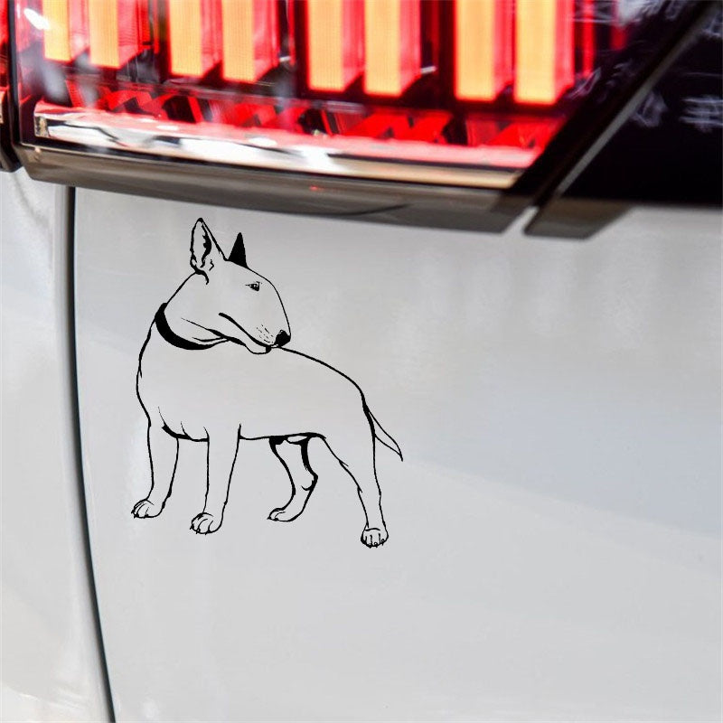 17CM*19.2CM Decal Bullterrier Dog Pet Animal Feet Tail Guard  Vinyl Car Stickers Black/Silver C10-00260