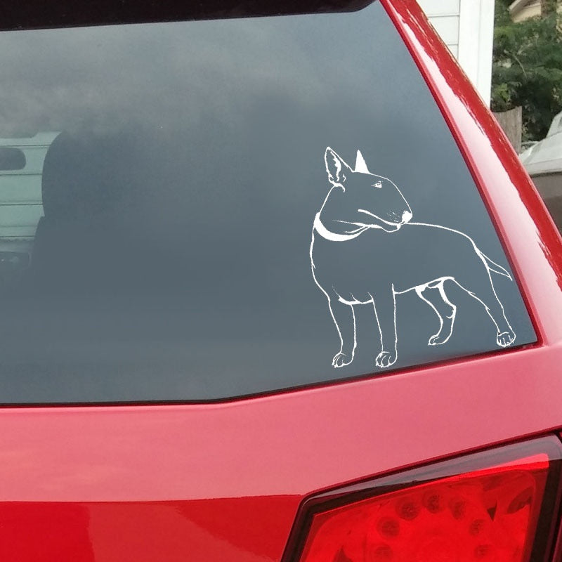 17CM*19.2CM Decal Bullterrier Dog Pet Animal Feet Tail Guard  Vinyl Car Stickers Black/Silver C10-00260