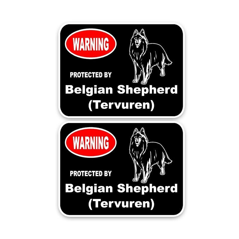 15*11.4CM 2X Belgian Shepherd Tervuren Guard Dog Personality Retro- Car Sticker Decals C1-4452
