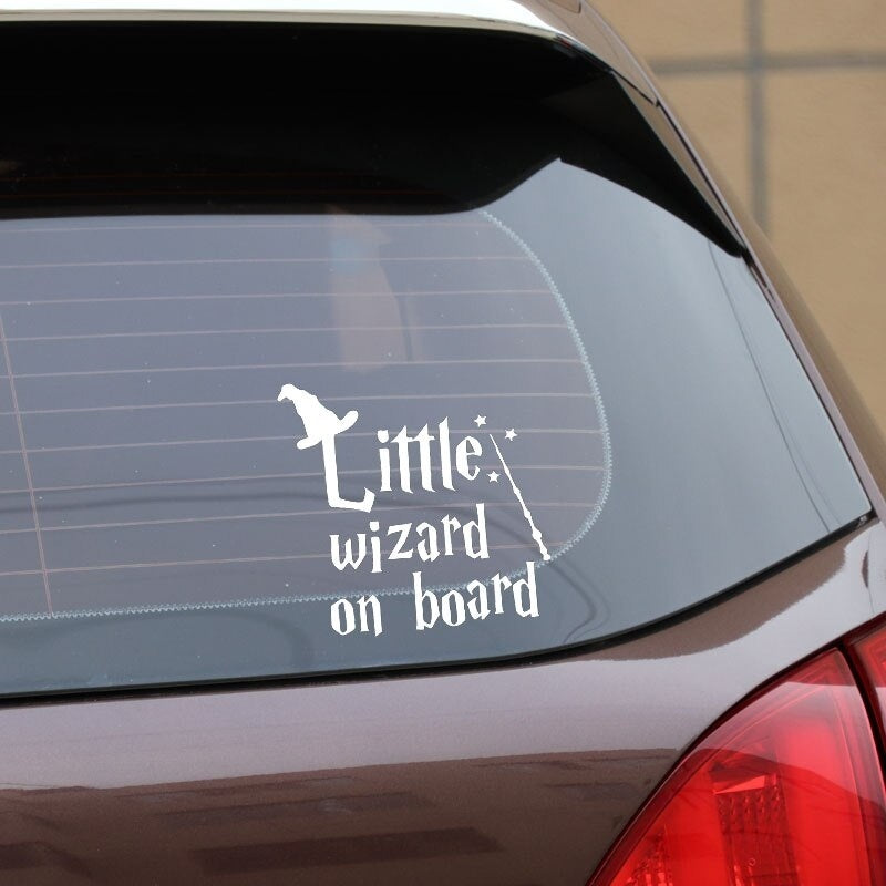 New Brand 17.8X17.5CM LITTLE WIZARD ON BOARD Rear Windshield Car Sticker Warning Vinyl Decals C25-0412