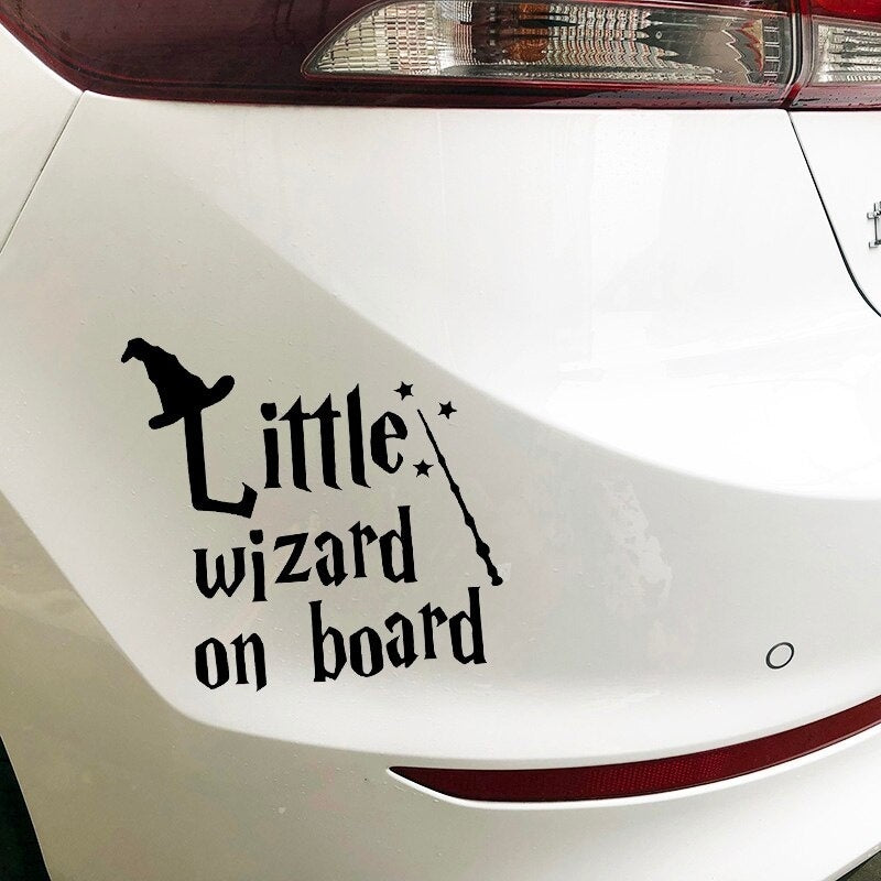 New Brand 17.8X17.5CM LITTLE WIZARD ON BOARD Rear Windshield Car Sticker Warning Vinyl Decals C25-0412