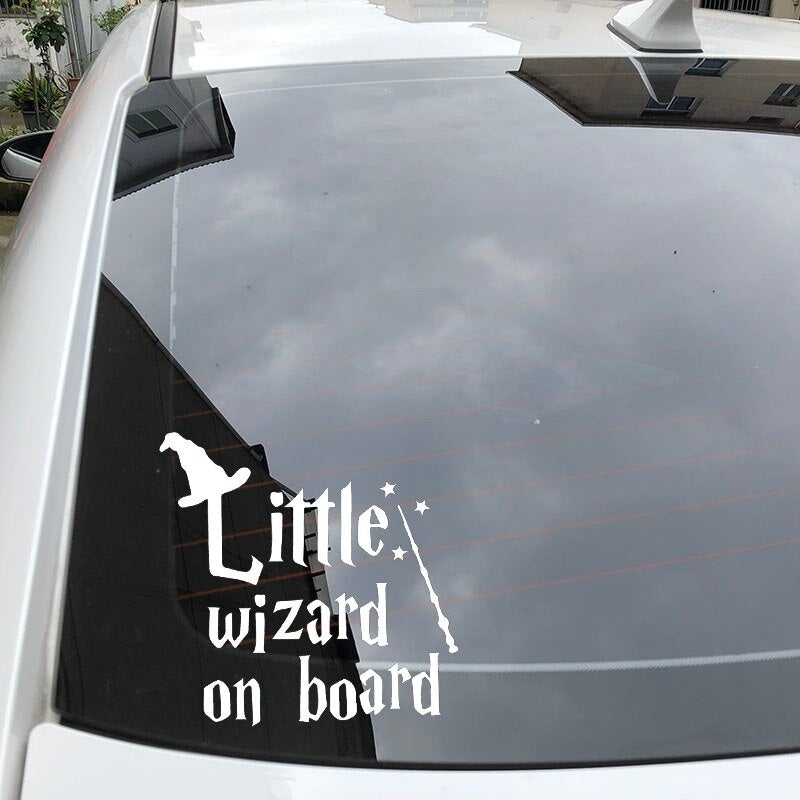 New Brand 17.8X17.5CM LITTLE WIZARD ON BOARD Rear Windshield Car Sticker Warning Vinyl Decals C25-0412