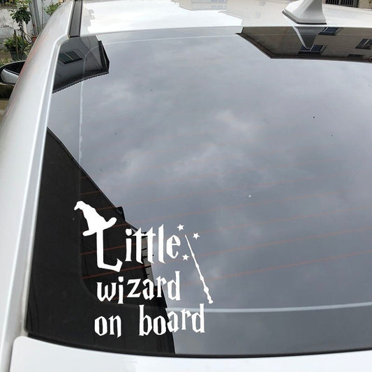 New Brand 17.8X17.5CM LITTLE WIZARD ON BOARD Rear Windshield Car Sticker Warning Vinyl Decals C25-0412