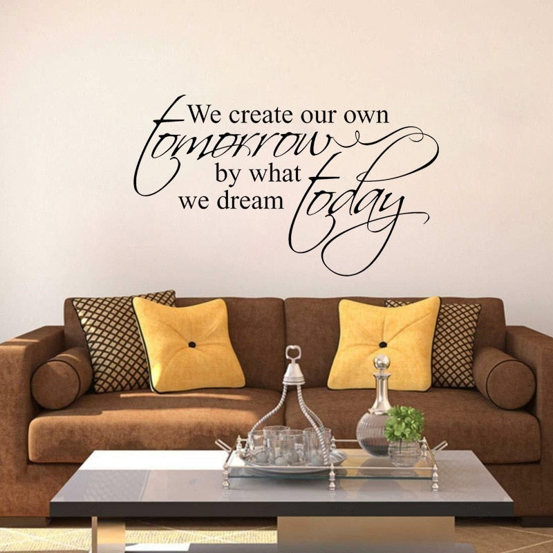 Hot 58CM*34.5CM We create our tomorrow by what we dream today Inspirational Motivational  PVC Wall Decal  W1-691
