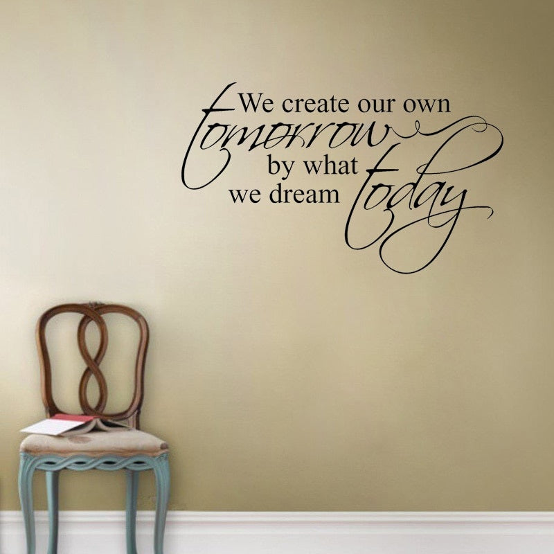 Hot 58CM*34.5CM We create our tomorrow by what we dream today Inspirational Motivational  PVC Wall Decal  W1-691