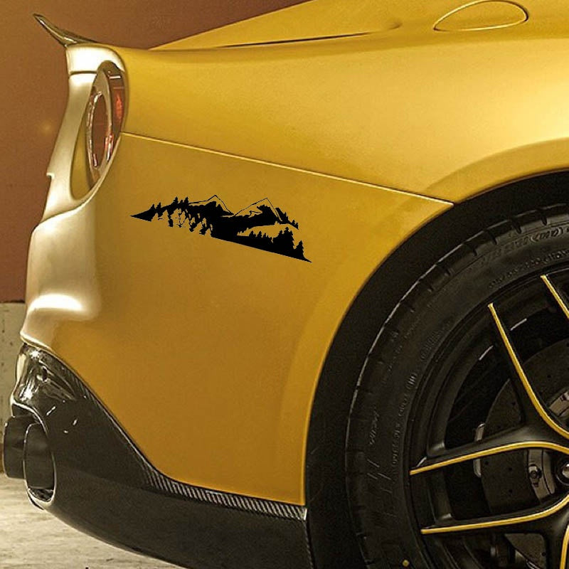 New Brand 17.8CM*4.9CM Mountain Forest Adventure Vinyl Motorcycle Car Decal Sticker Black Silver C13-000374