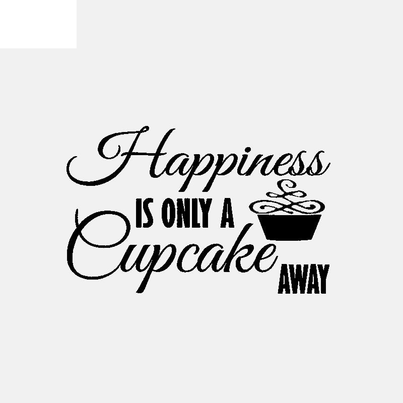 High-quality 51CM*32.4CM Happiness Is Only A Cupcake Away PVC Wall Sticker For Kitchen W1-273