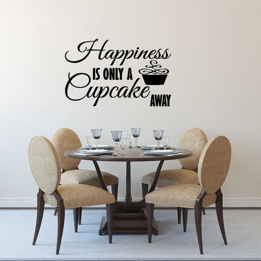 High-quality 51CM*32.4CM Happiness Is Only A Cupcake Away PVC Wall Sticker For Kitchen W1-273