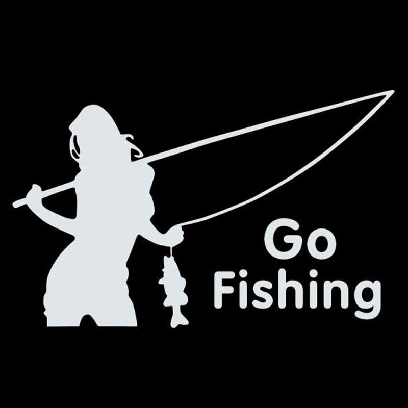 New Fashion 15*9CM Outdoor Sports Car Stickers GO FISHING Beauty Fishing Decorative Stickers CT-353