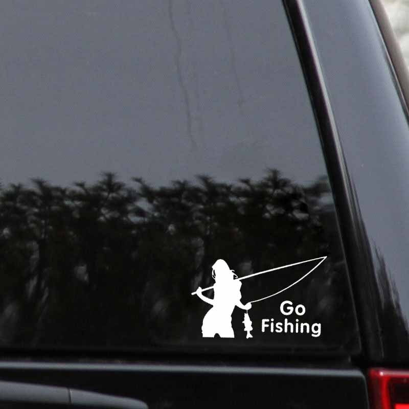 New Fashion 15*9CM Outdoor Sports Car Stickers GO FISHING Beauty Fishing Decorative Stickers CT-353
