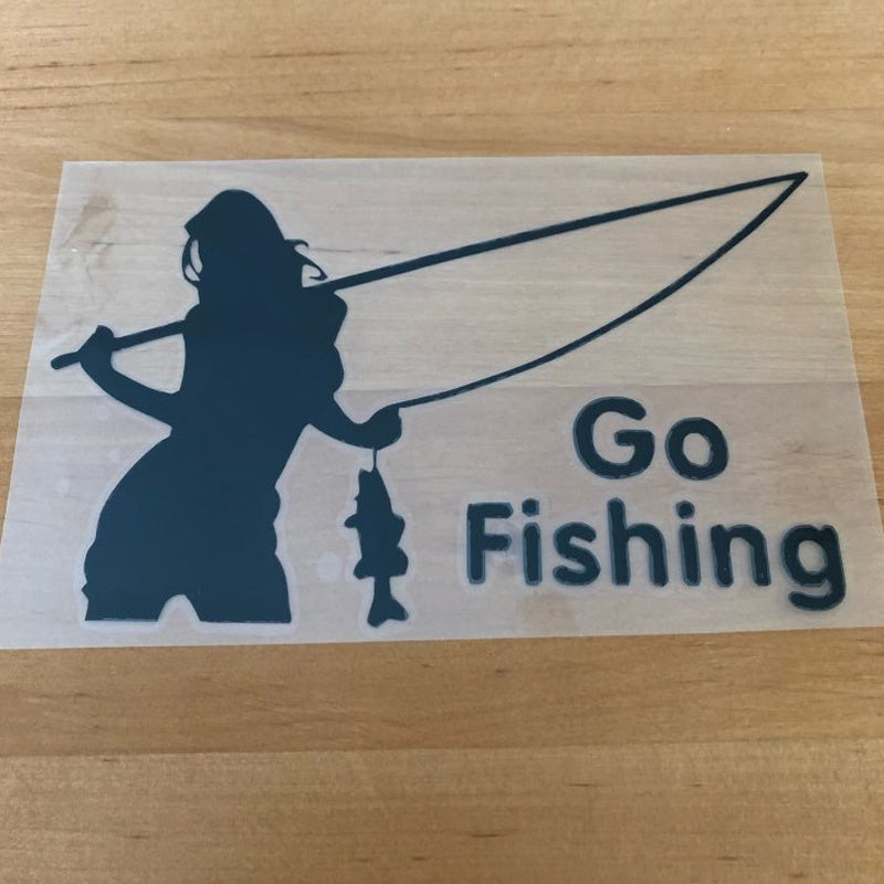 New Fashion 15*9CM Outdoor Sports Car Stickers GO FISHING Beauty Fishing Decorative Stickers CT-353