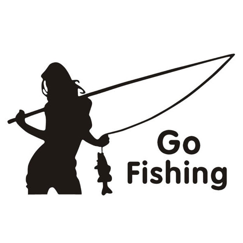 New Fashion 15*9CM Outdoor Sports Car Stickers GO FISHING Beauty Fishing Decorative Stickers CT-353