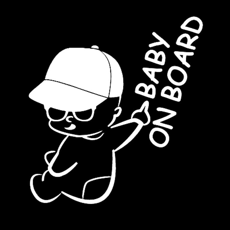 New Brand 12.7CM*13.5CM  Baby On Board Naughty Boy's Vinyl Car Sticker Decal Black/Silver C10-00138