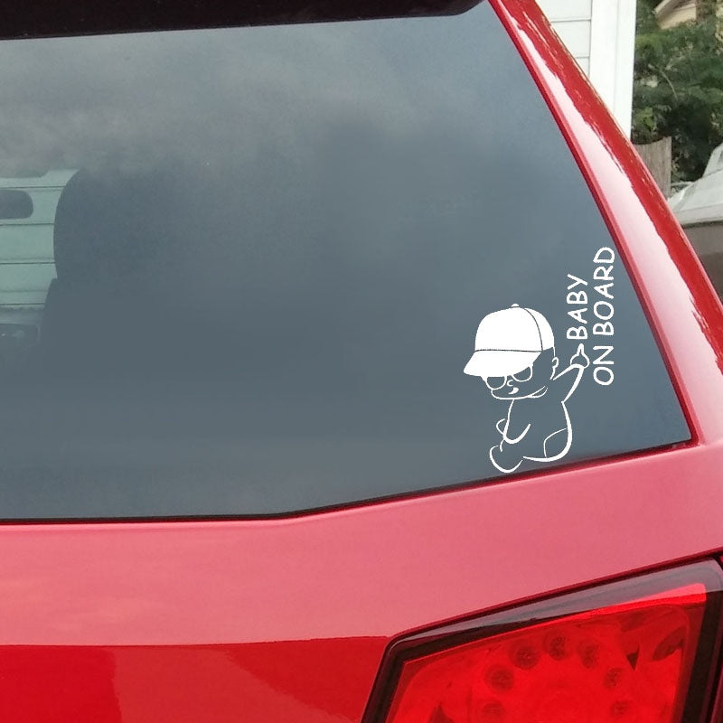 New Brand 12.7CM*13.5CM  Baby On Board Naughty Boy's Vinyl Car Sticker Decal Black/Silver C10-00138