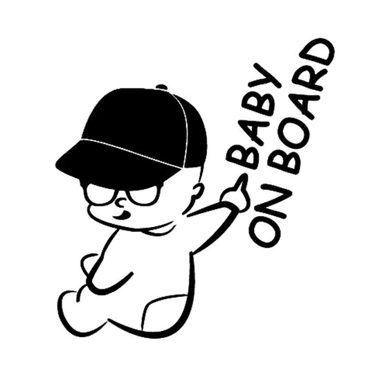 New Brand 12.7CM*13.5CM  Baby On Board Naughty Boy's Vinyl Car Sticker Decal Black/Silver C10-00138