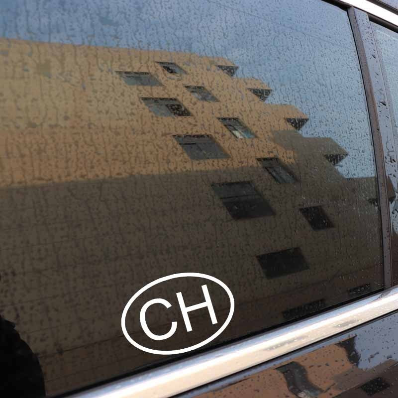 New Hot 14.7CM*10CM CH SWISS COUNTRY CODE OVAL CAR STICKER VINYL DECAL Black Silver C10-01207