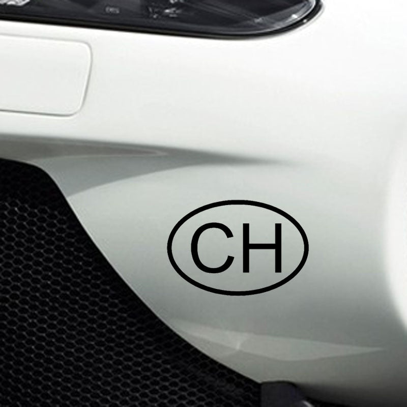 New Hot 14.7CM*10CM CH SWISS COUNTRY CODE OVAL CAR STICKER VINYL DECAL Black Silver C10-01207