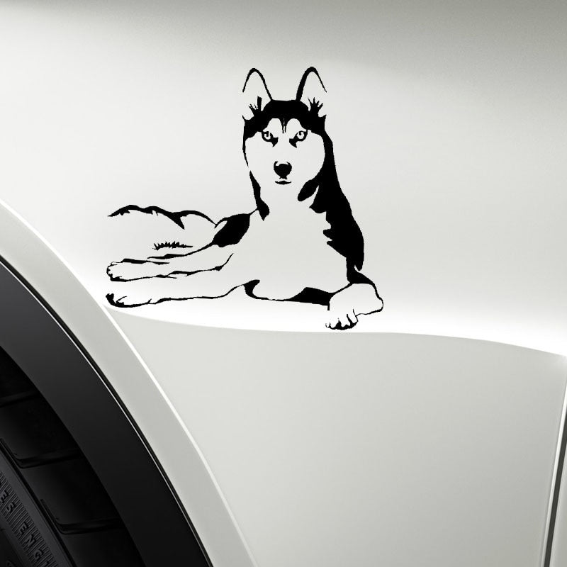 2020 NEW 15CM*14CM Husky Dog Animal Vinyl Car Sticker Decals Black/Silver C10-00434