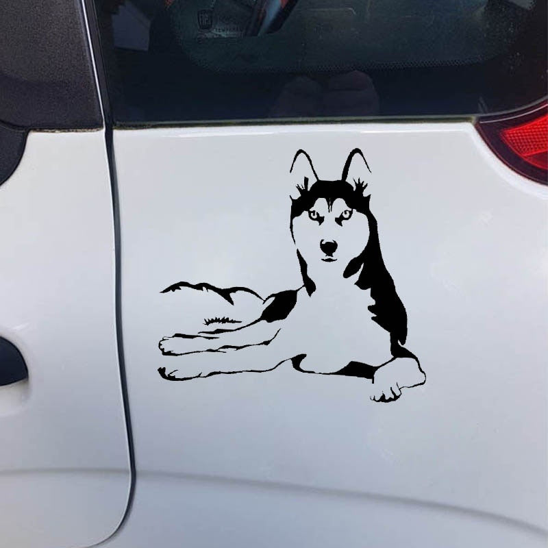 2020 NEW 15CM*14CM Husky Dog Animal Vinyl Car Sticker Decals Black/Silver C10-00434