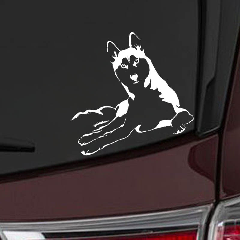 2020 NEW 15CM*14CM Husky Dog Animal Vinyl Car Sticker Decals Black/Silver C10-00434