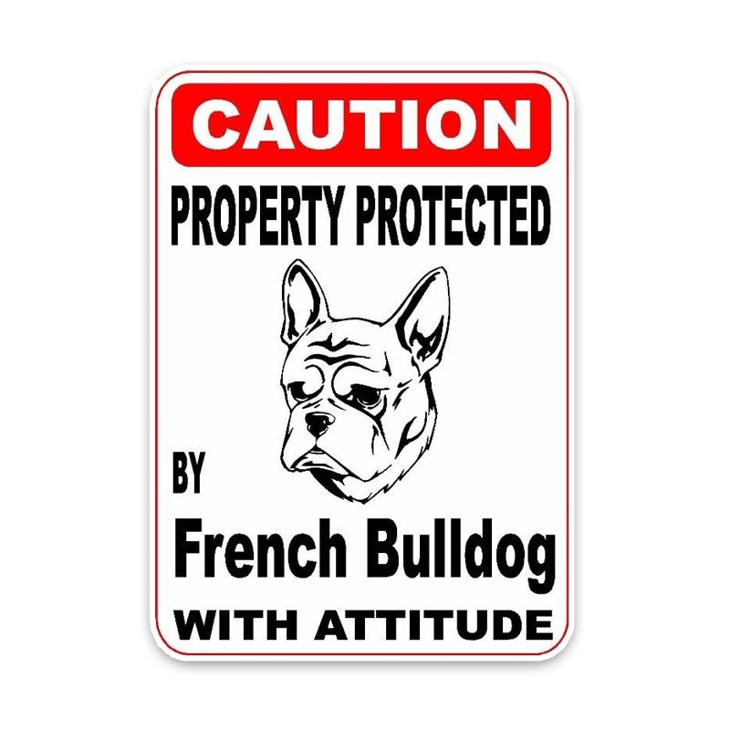 11.4*16CM Property Protected By French Bulldog Dog Puppy Pet Decoration Fashion Car Sticker  C1-4711