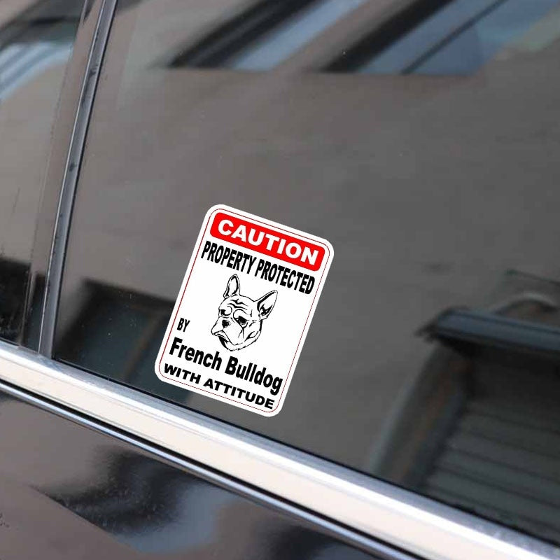 11.4*16CM Property Protected By French Bulldog Dog Puppy Pet Decoration Fashion Car Sticker  C1-4711