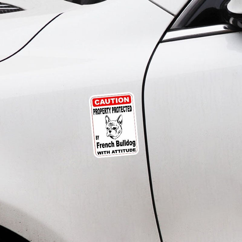 11.4*16CM Property Protected By French Bulldog Dog Puppy Pet Decoration Fashion Car Sticker  C1-4711