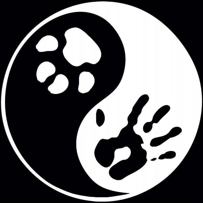 Hot 14*14CM Yin Yang Pet Cat  Dog Paw Print Car Window Decal Classic Car Motorcycle Decorative Stickers C6-1041