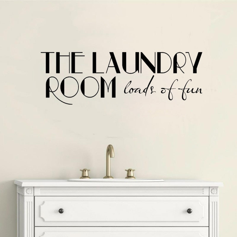 New Hot 68CM*21.8CM The Laundry Room Loads of Fun Art Home PVC Wall Sticker Decal W1-672