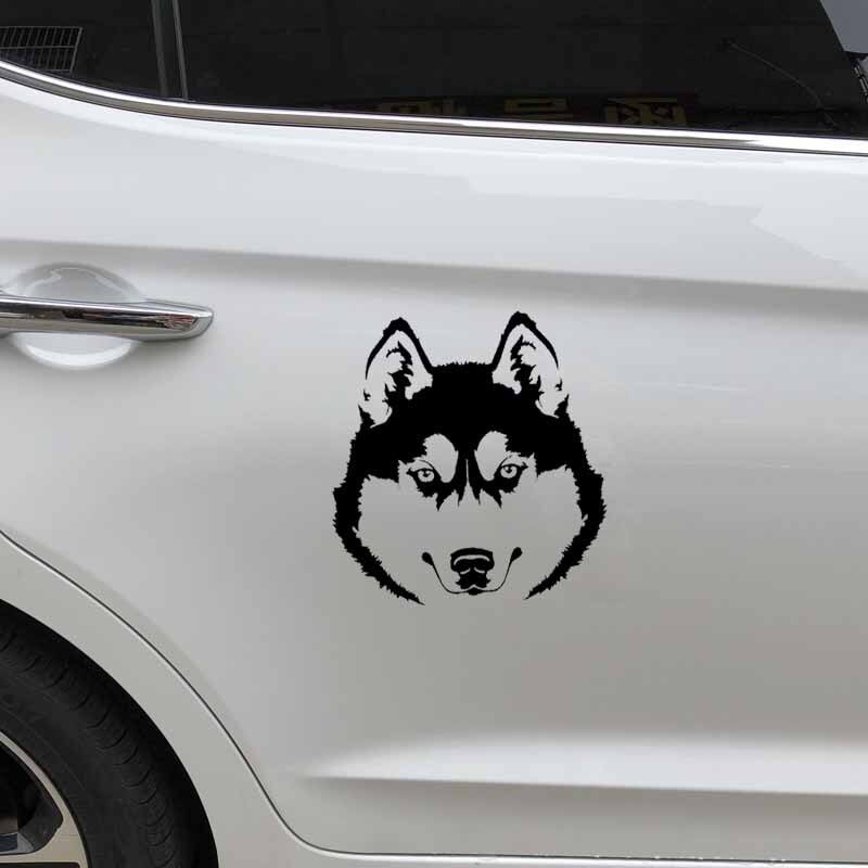 14.1X14.7CM  Husky Head Dog Pet Animal Car Stickers Art Mural Vinyl Decal Decoration Black/Silver C24-1237