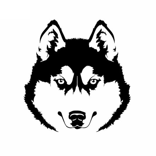 14.1X14.7CM  Husky Head Dog Pet Animal Car Stickers Art Mural Vinyl Decal Decoration Black/Silver C24-1237