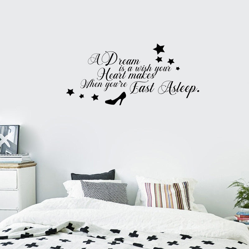 New Hot 75CM*34.7CM A Dream Is A Wish Your Heart Makes Quote Home Deco PVC Wall Stickers  W1-233