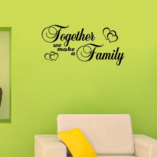 New Fashion 82CM*40.3CM Together We make a family with hearts  For Living Room Decor PVC Wall  Sticker  W1-067