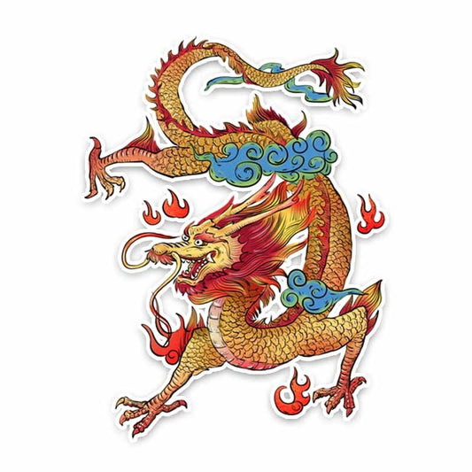 12CM*16CM Chinese Golden Dragon Totem Personalized  Car Sticker Decal Decor 5-1094