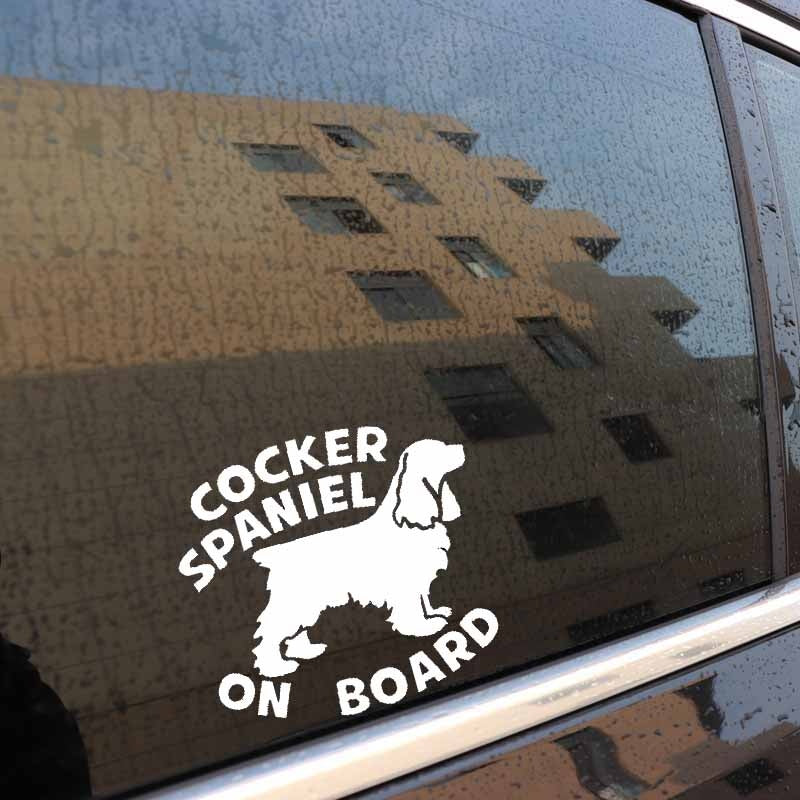 New Fashion 15CM*13.8CM COCKER SPANIEL ON BOARD Dog Lovely Sticker Car Vinyl Decals Black Silver C10-00646