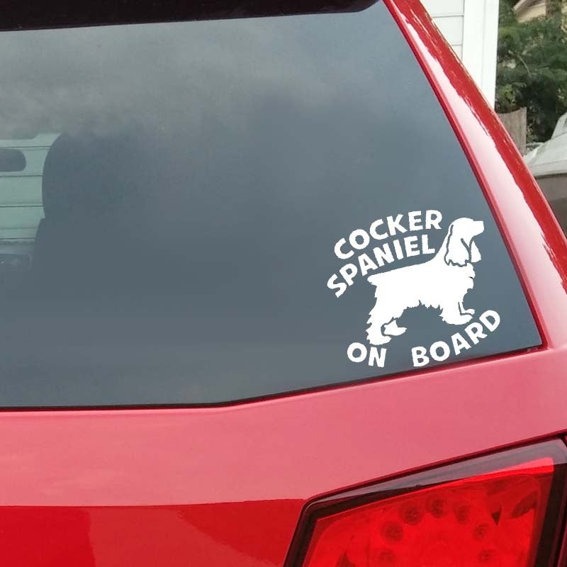 New Fashion 15CM*13.8CM COCKER SPANIEL ON BOARD Dog Lovely Sticker Car Vinyl Decals Black Silver C10-00646