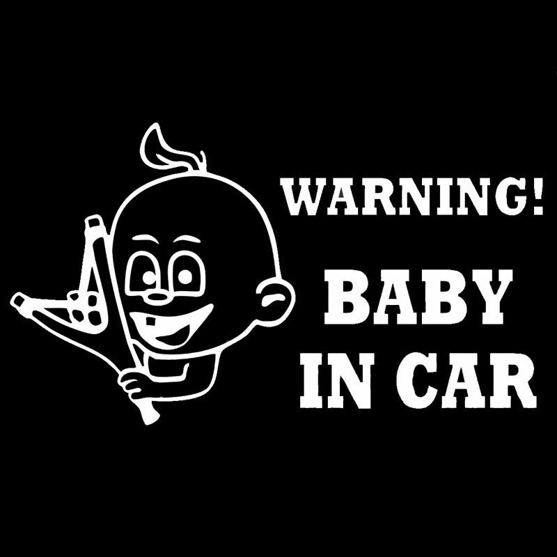 New Brand 18.7*10.8CM WARNING! BABY IN CAR Vinyl Car Decal Sticker Funny Car Rear Windshield Accessories Black/Silver C9-0006