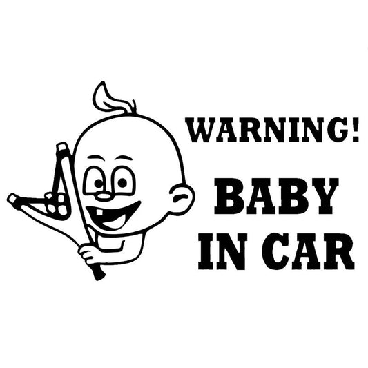 New Brand 18.7*10.8CM WARNING! BABY IN CAR Vinyl Car Decal Sticker Funny Car Rear Windshield Accessories Black/Silver C9-0006