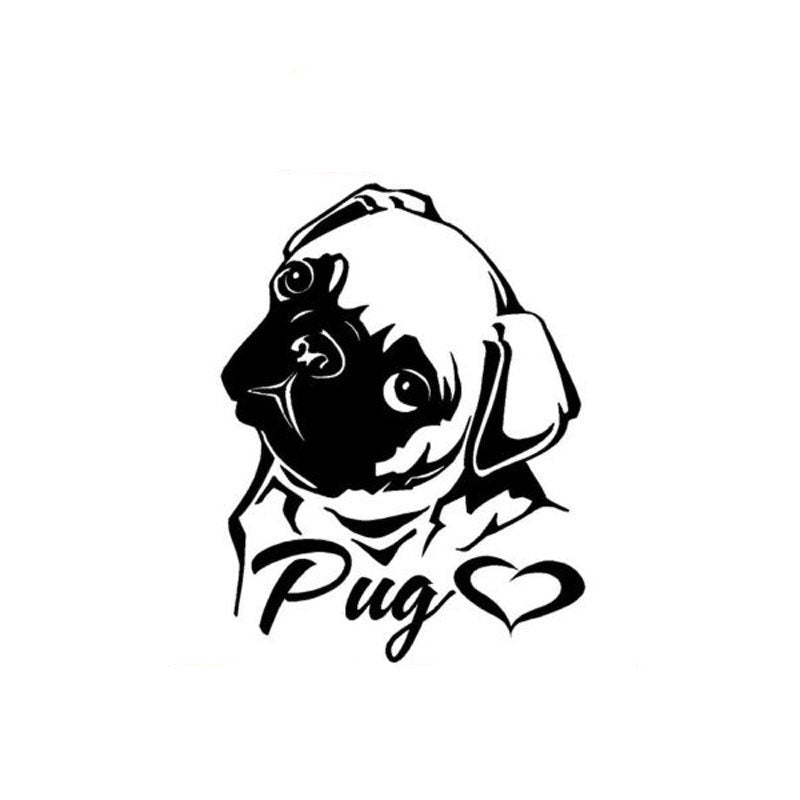 11cm*14.3cm Creative Personality Lovely Animal I Love Eight Bar PUG Vinyl Decals C5-0519