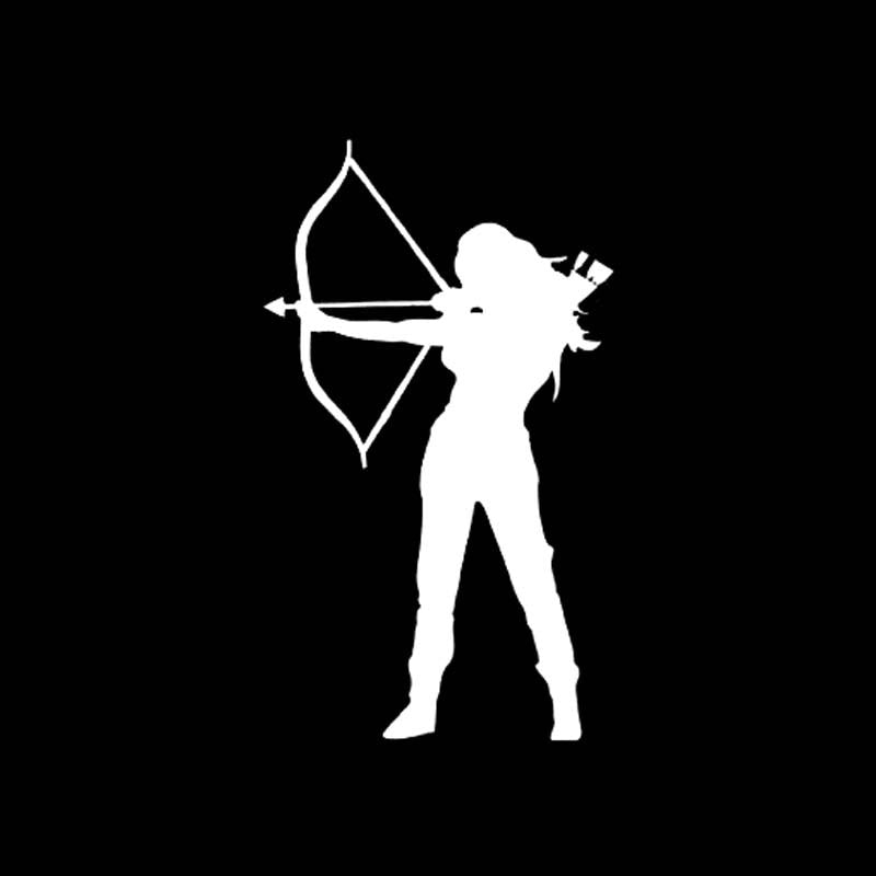 2020 NEW 9.1CM*15.6CM Archery Vinyl Decal Car Sticker Hunting Bow And Arrow Woman Warrior Black/Silver C10-02005