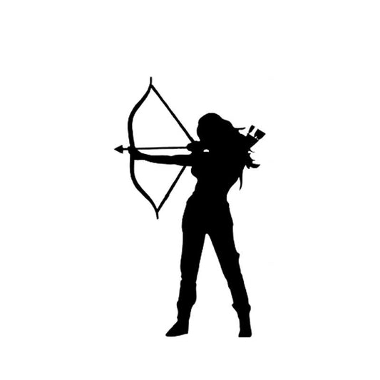 2020 NEW 9.1CM*15.6CM Archery Vinyl Decal Car Sticker Hunting Bow And Arrow Woman Warrior Black/Silver C10-02005