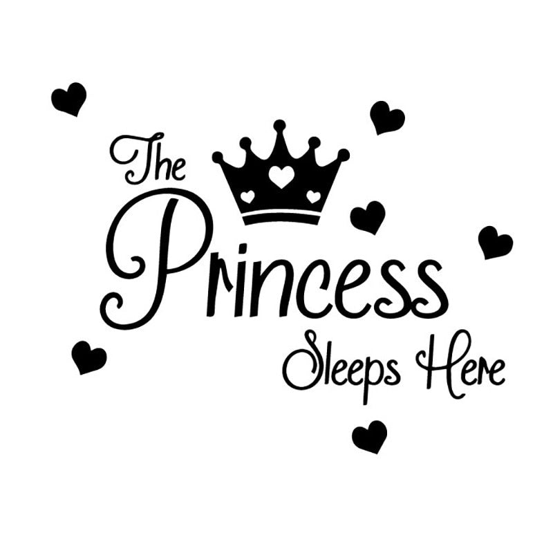 25*20.2CM PRINCESS SlEEPS HERE Baby Girls Room Door Sticker Home Decor Wall Decal D1-0180