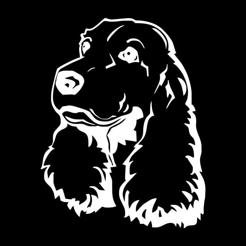 13*16.4CM Cocker Spaniel Dog Funny Animal Body Decoration Car Stickers Decals Black/Sliver C6-1877